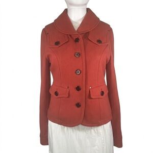 Tulle Rust Wool Blend Button Front Pea Coat Jacket Tailored Preppy VTG Y2K Sz S